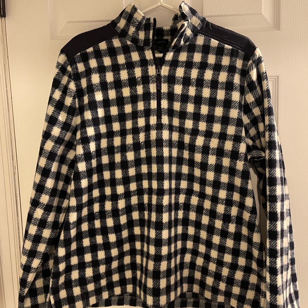 Talbots Fleece Gingham 1/4 Zip